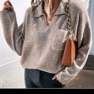 SHEIN Tan Knit Oversized Sweater
